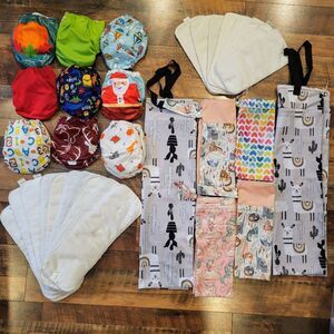 Cloth Diaper Starter Bundle Huge Lot with Pockets Wet Bags Inserts